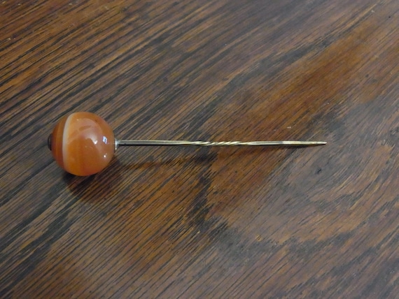 Antique Victorian banded agate stick pin - Englis… - image 2