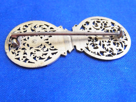 Antique English gilt metal late Victorian Brooch … - image 4