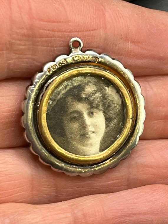 Antique sterling silver Photo Locket Pendant in b… - image 4