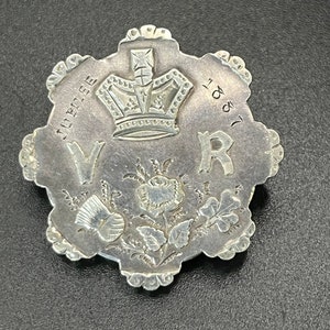 Antique Sterling Silver Queen Victoria 1887, Photo brooch, Golden Jubilee Commemorative Brooch, Scotland, Ireland, England