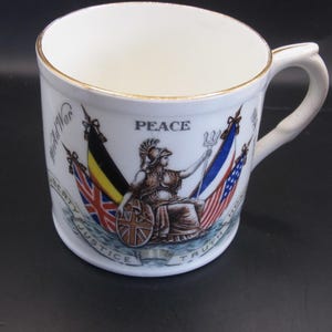 Antique 1919 Peace Mug, Beaker,  Memorabilia end of WW1, Peace, Justice, gift for collector ,1919, World War collectible