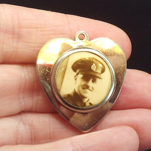 Antique English Photograph Mourning Pendant WW1/WW2 Soldier. Young man. Military Sweetheart Jewellery.  Sentimental jewellery