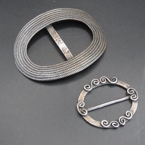 Antique Georgian Victorian silver tone metal and cut steel buckles/shoe buckles. Fashion accessory dress clip