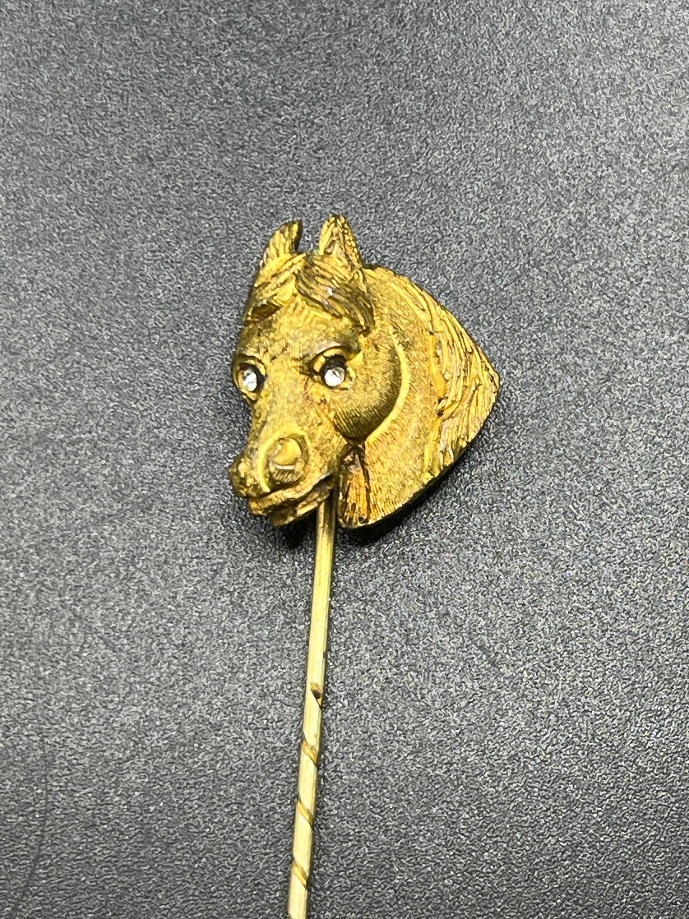 Vintage Horse Stick Pin. Gold Coloured Horse Riding Stick Pin Circa ...