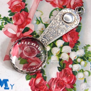 Antique styled pendant Sterling Silver small magnifying glass, Office Accessory. Desk  gift. Pocket magnifier. Reader&#39;s Gift