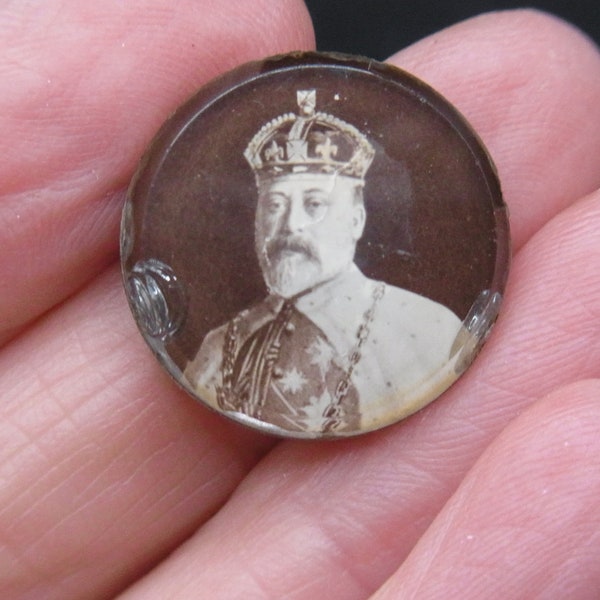 Edwardian King Edward VII and Queen Alexandra double sided glass panel, restoration, repair, repurposing, jewellery making Sepia Photograph