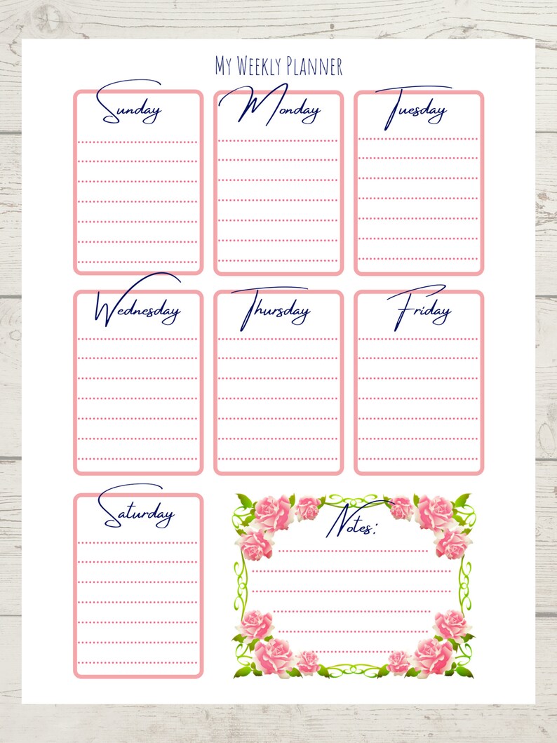 Weekly Planner Floral Printable - Etsy