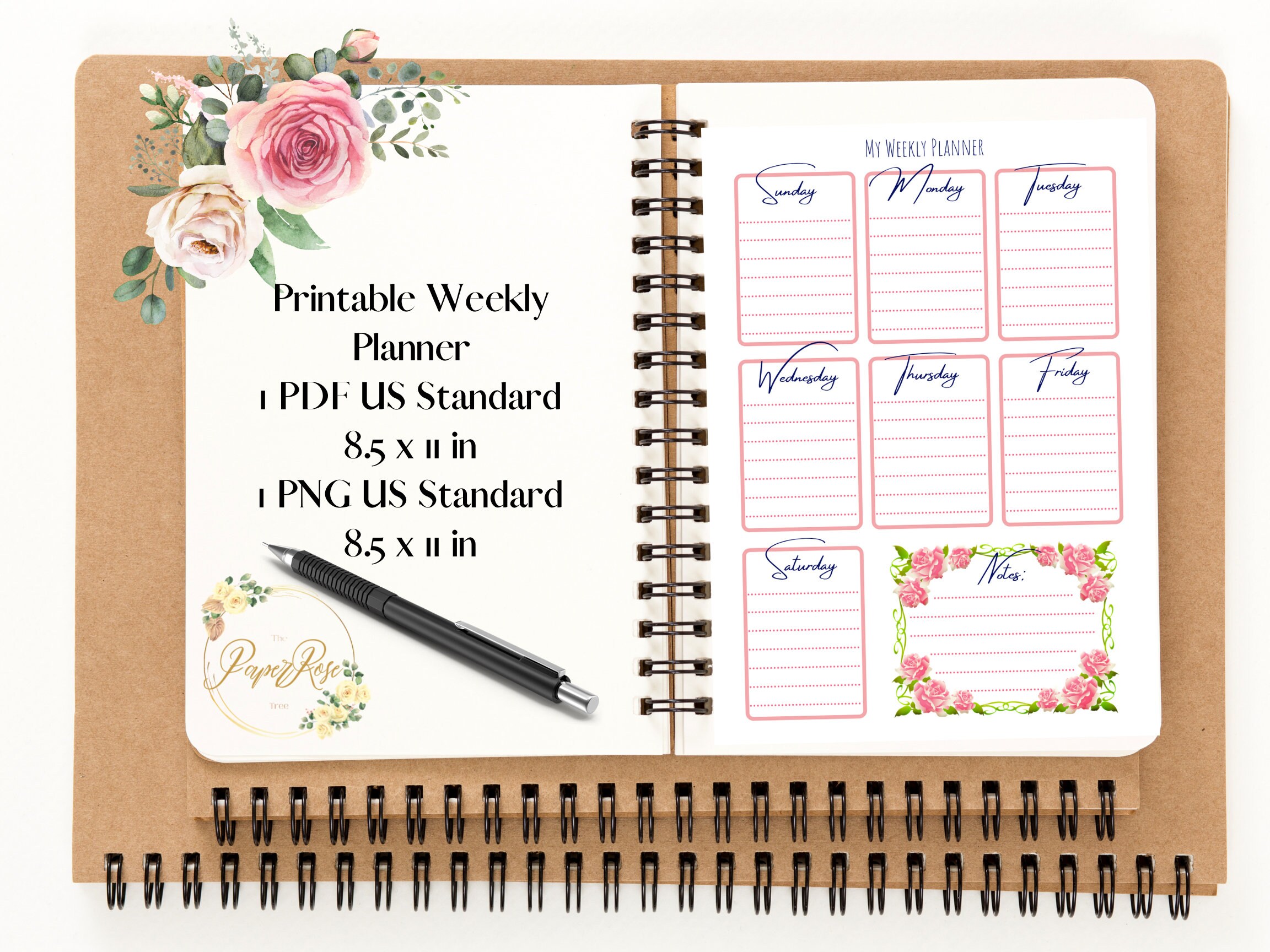 Weekly Planner Floral Printable - Etsy