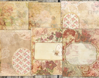 Old World Peony Floral Scrapbooking Paper