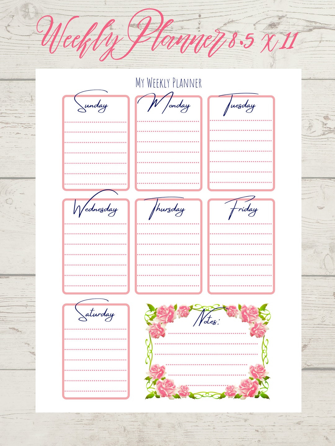 Weekly Planner Floral Printable - Etsy