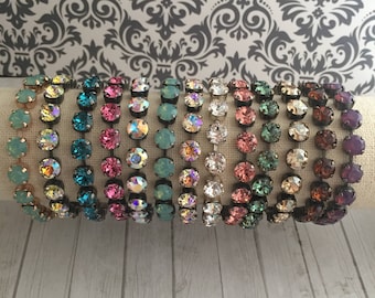 ESSENTIALS 8mm Solid Colored Crystal Tennis Bracelet, Layering Bracelet. Stackable Bracelet, Crystal layering Bracelet. Austrian Crytal