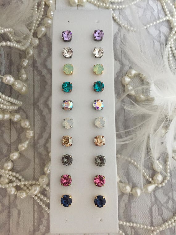 Boucles D'oreilles Clous Argentées Avec Cristal Et Strass - Neuf Avec étiquettes, Métal Argenté Inoxydable