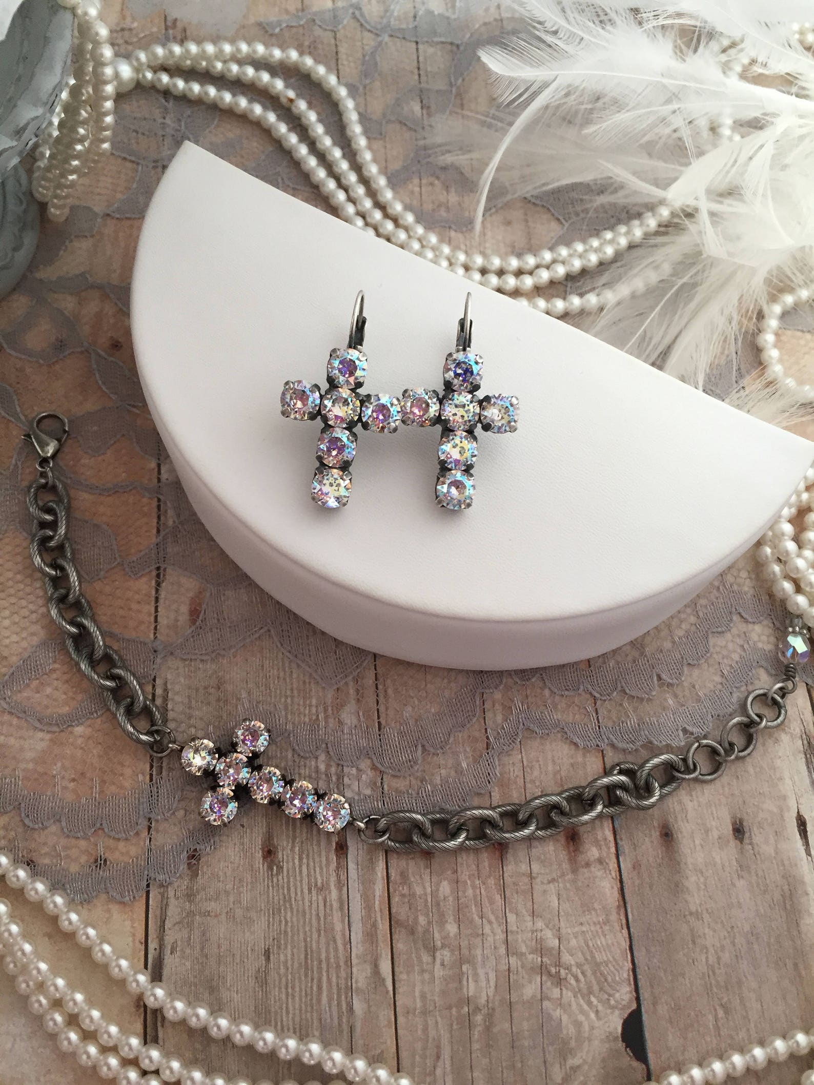 Silver Cross Dangle Earrings Cross Drop Earrings Silver and Etsy