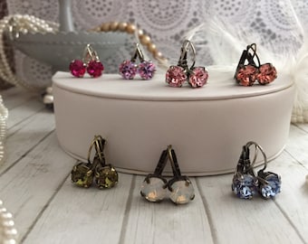 Single Stone Crystal Earrings, everyday Earrings, single stone drop earrings, solitaire earring, Rhinestone crystal earring, Petite Stone