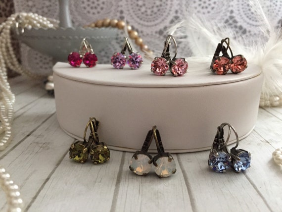 Single Stone Swarovski Crystal Earrings everyday Earrings | Etsy