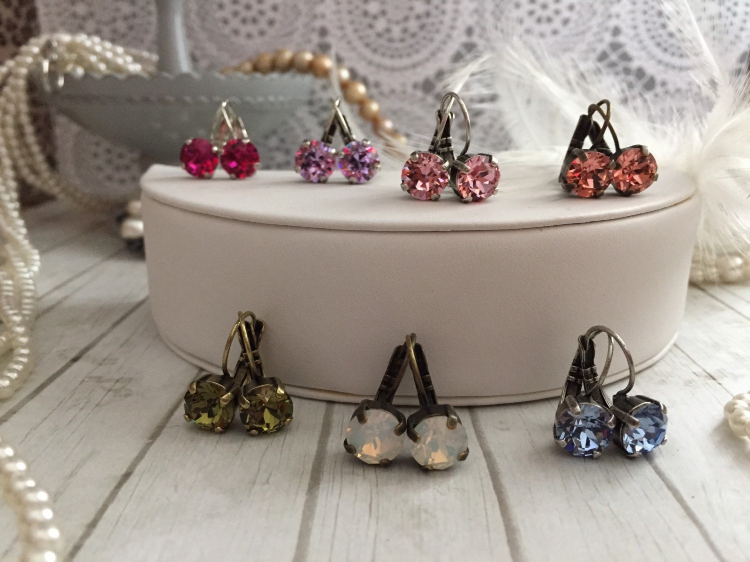 Boucles D'oreilles Strass Vintage - Belle Paire #2 En Bon état D'occasion