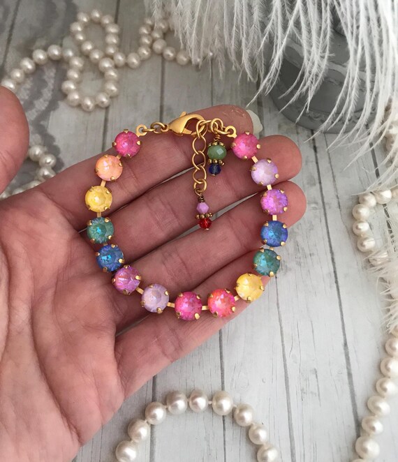 Pastel Rainbow, Crystal Delite Tennis Bracelet, Milky Crystal