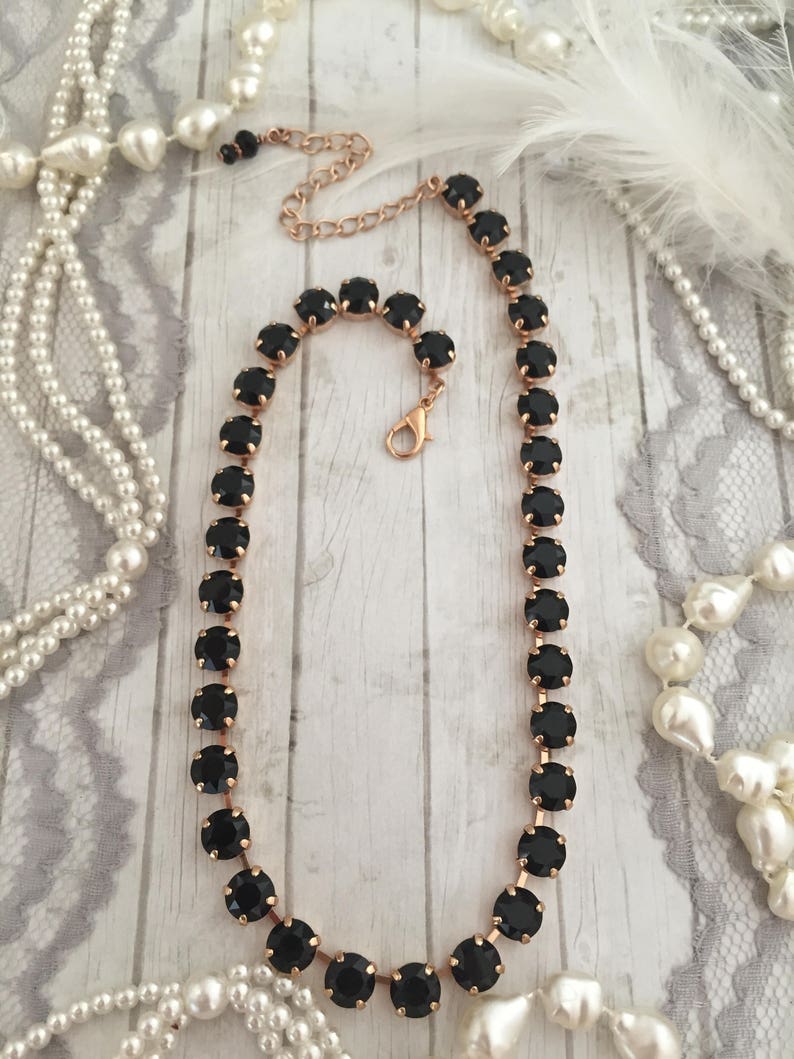 Crystal Collet Necklace Solid Colored Tennis Necklace Etsy