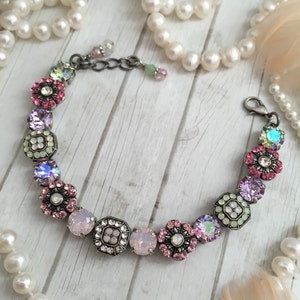 DAPHNE. 8mm Embellished Swarovski Crystal Bracelet. Pink | Etsy