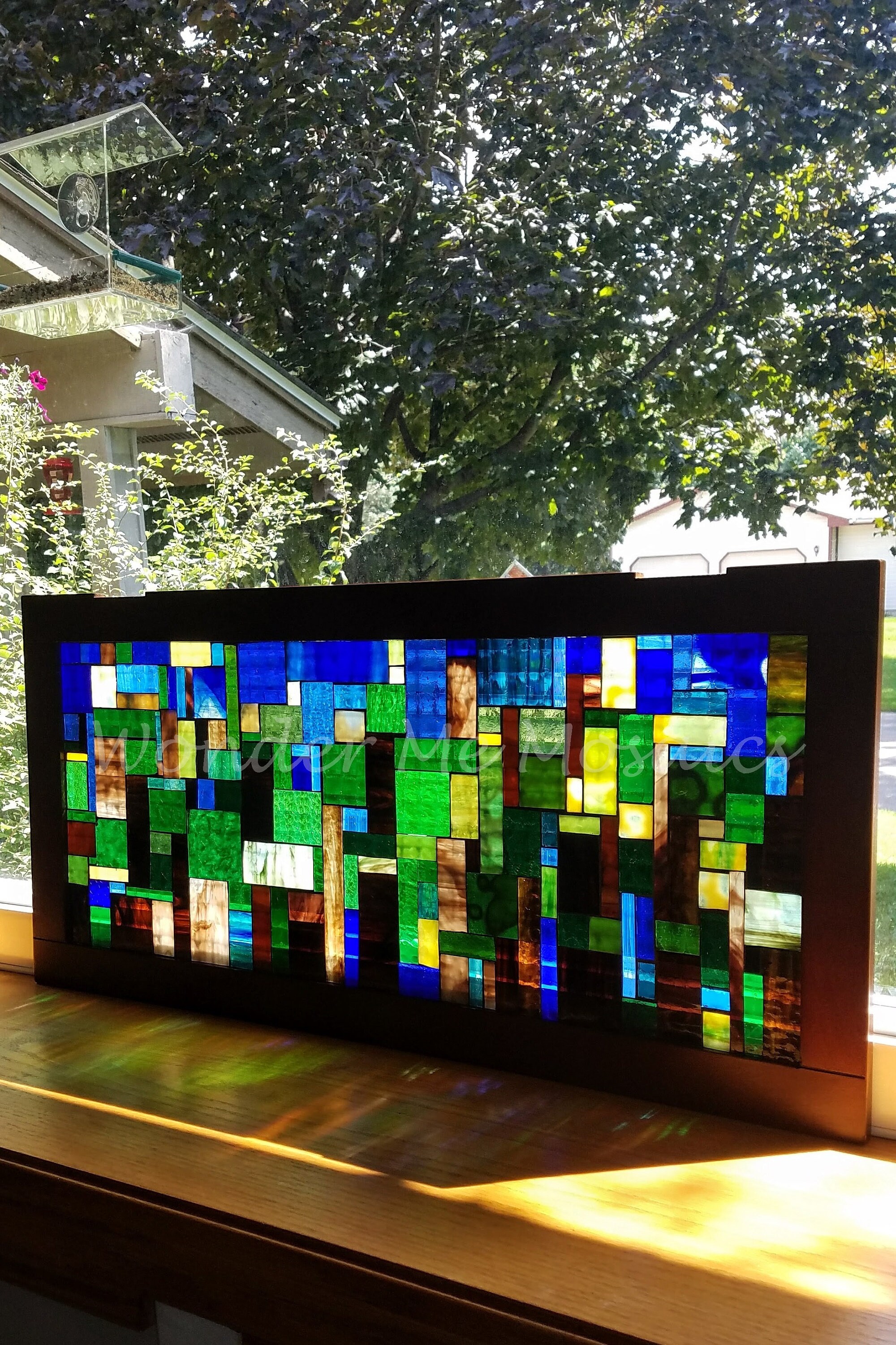 Vidrio manchado sobre mosaico de vidrio Bosque abstracto | Etsy