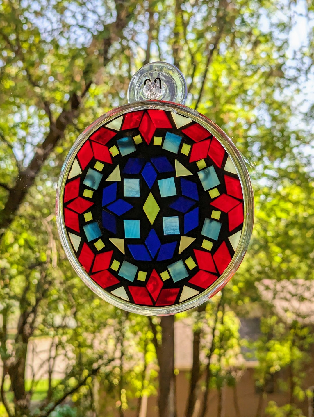 NEW Stained Glass Mosaic Suncatcher A Colorful Abstract Face Etsy
