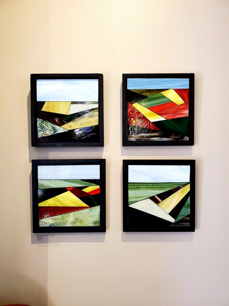 Abstract Geometric Landscape Stained Glass Mosaic
