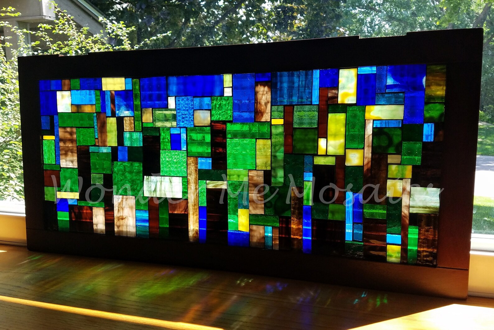 Vidrio manchado sobre mosaico de vidrio Bosque abstracto | Etsy