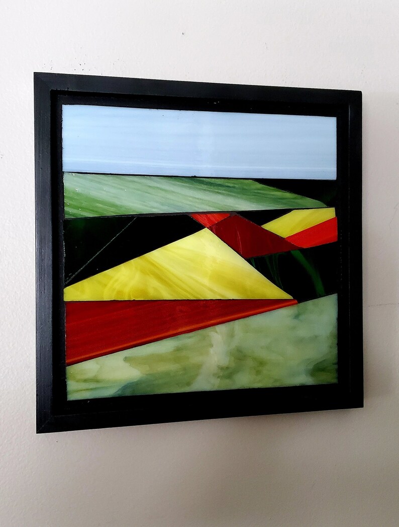 Abstract Geometric Landscape Stained Glass Mosaic