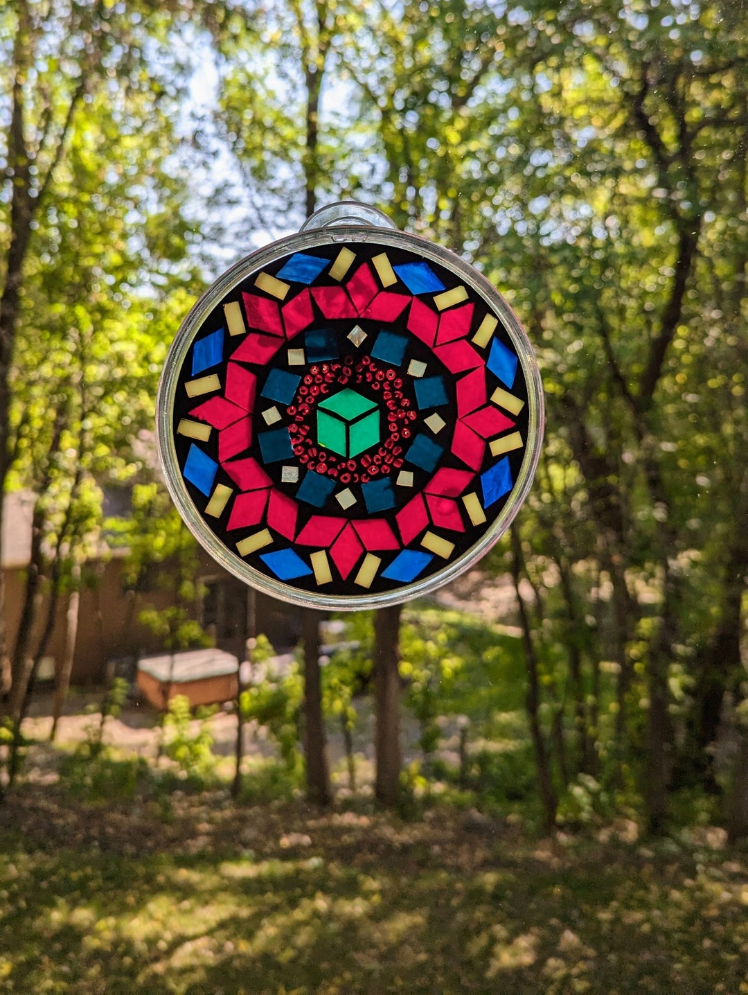 NEW Stained Glass Mosaic Suncatcher A Box of Primary Colors Etsy