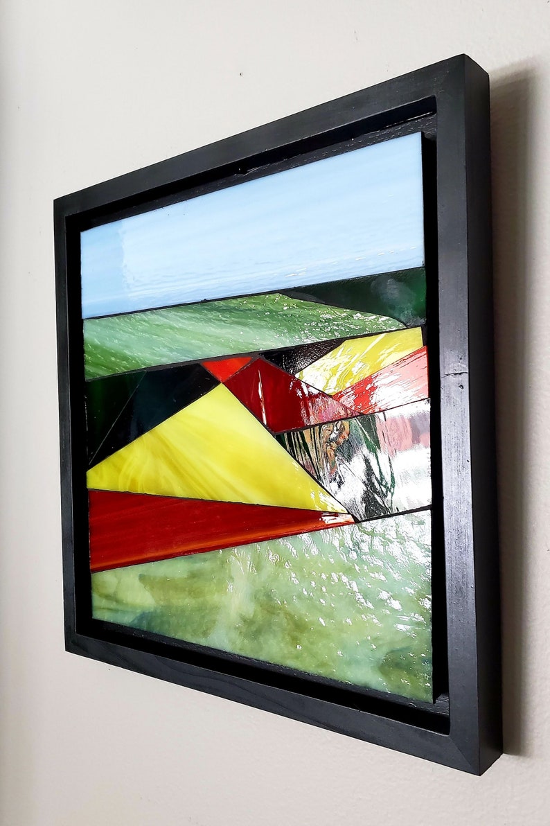 Abstract Geometric Landscape Stained Glass Mosaic