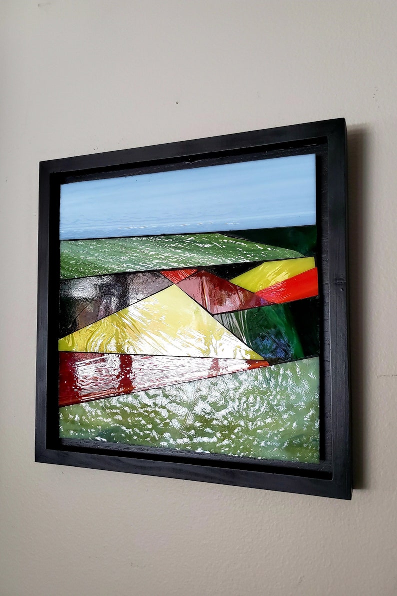 Abstract Geometric Landscape Stained Glass Mosaic