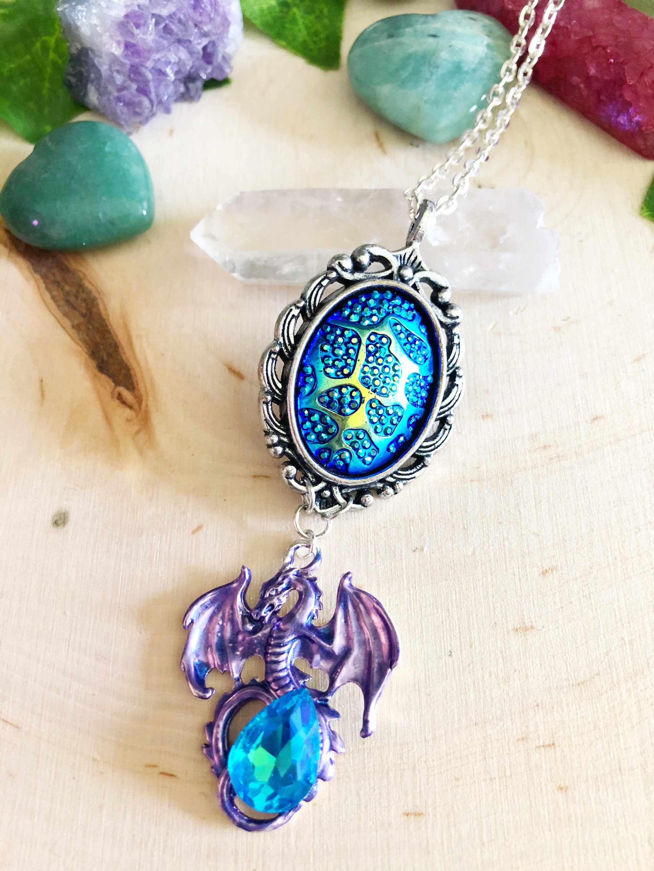Dragon Egg Fantasy Necklace Dragon Necklace Crystal Dragon Etsy
