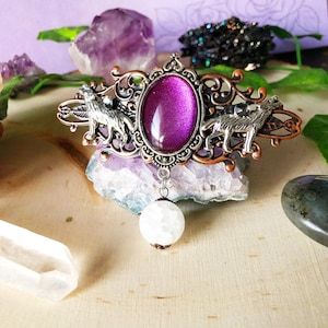 Kristallen wolvenhaarspeldje • Wolfenliefhebber cadeau • Fantasiehaarspeldje • Kristallen haarspeldje • Haarspeldje volle maan