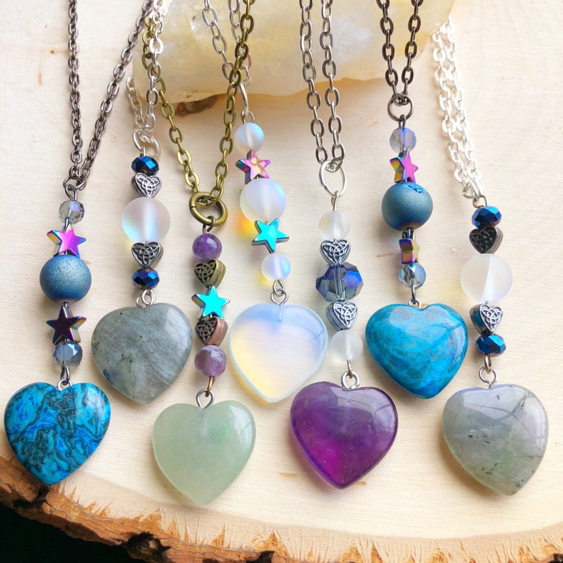 Gemstone Heart Pendant Crystal Necklace Quartz Image 0