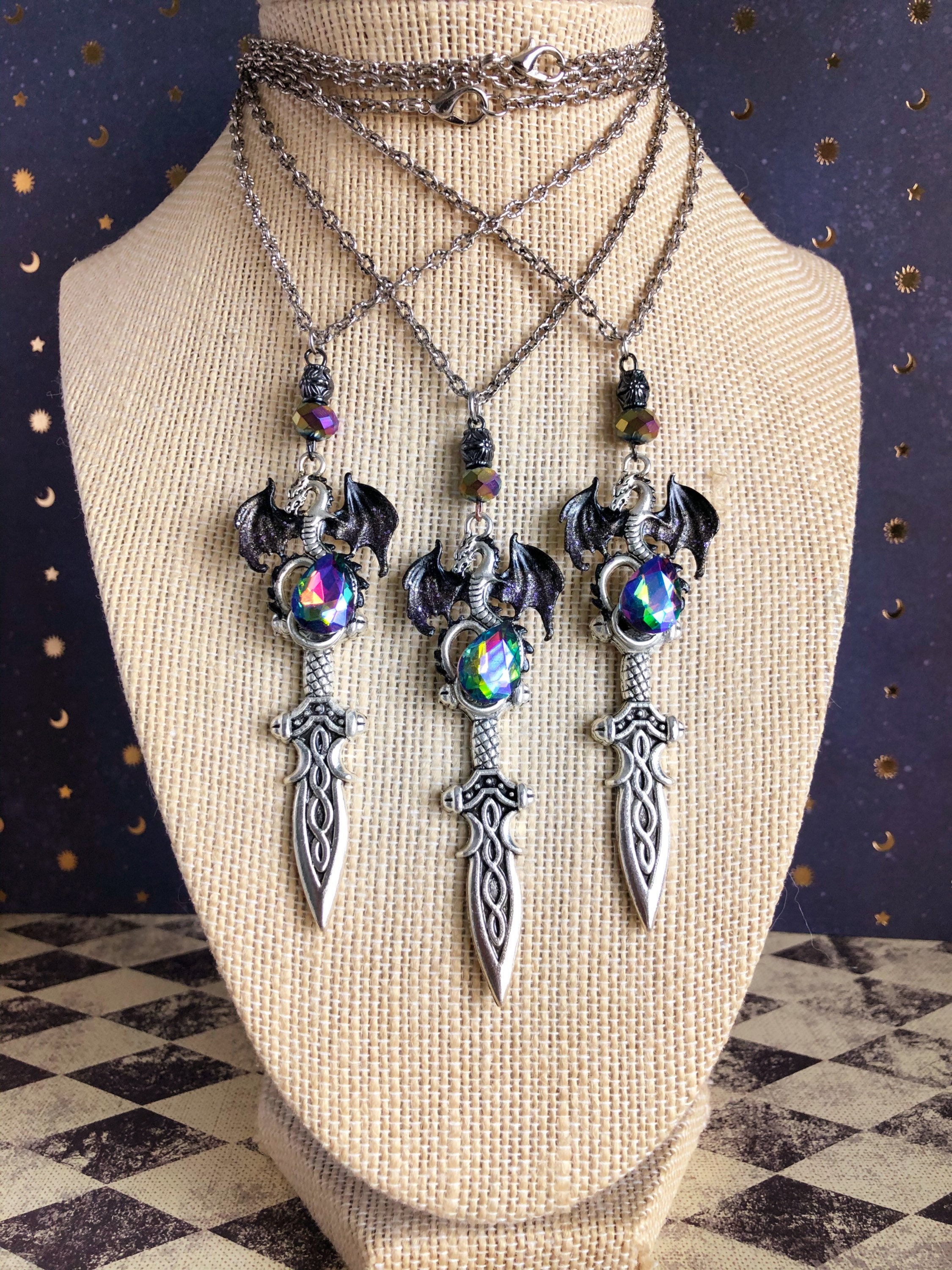 Crystal Dragon Sword Necklace Dragon 