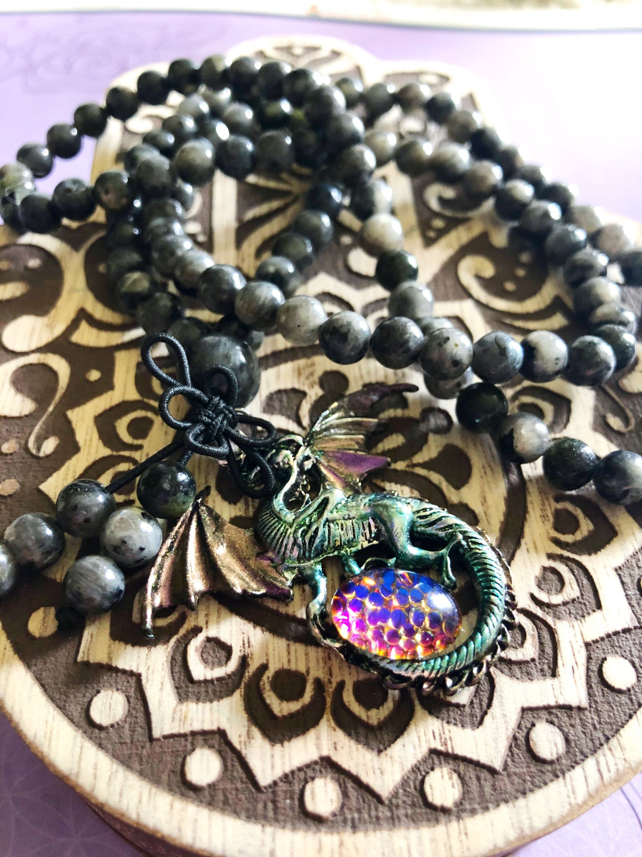 Gemstone Dragon Necklace Crystal Necklace Labradorite Etsy