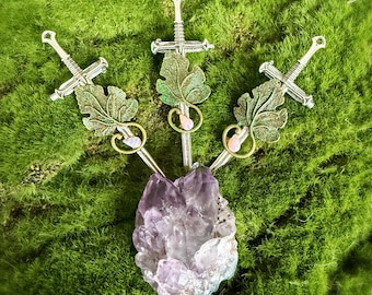 Elven Leaf Sword Kilt Pin • Fire Opal Sword • Medieval Fantasy Jewelry