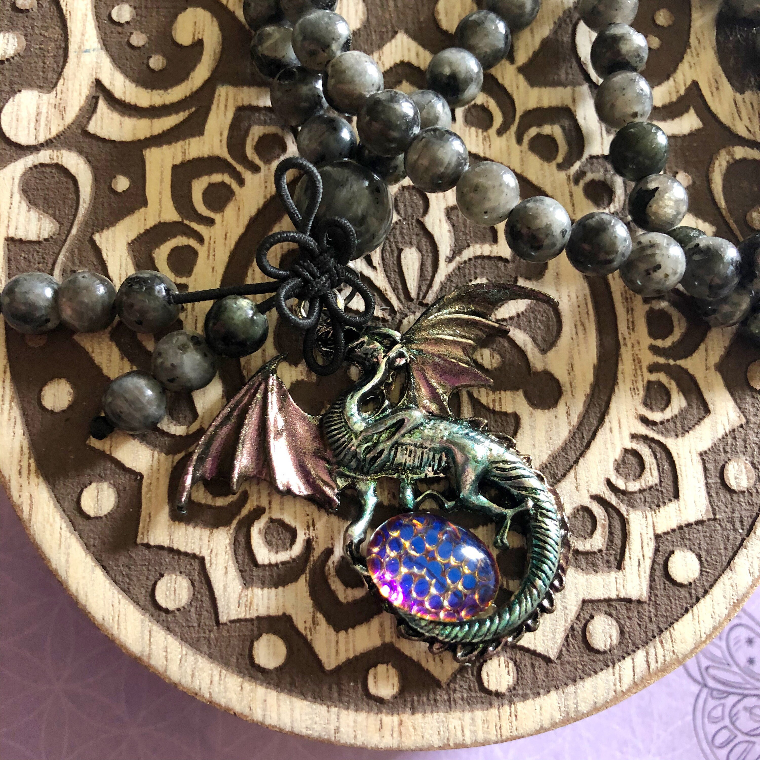 Gemstone Dragon Necklace Crystal Necklace Labradorite Etsy