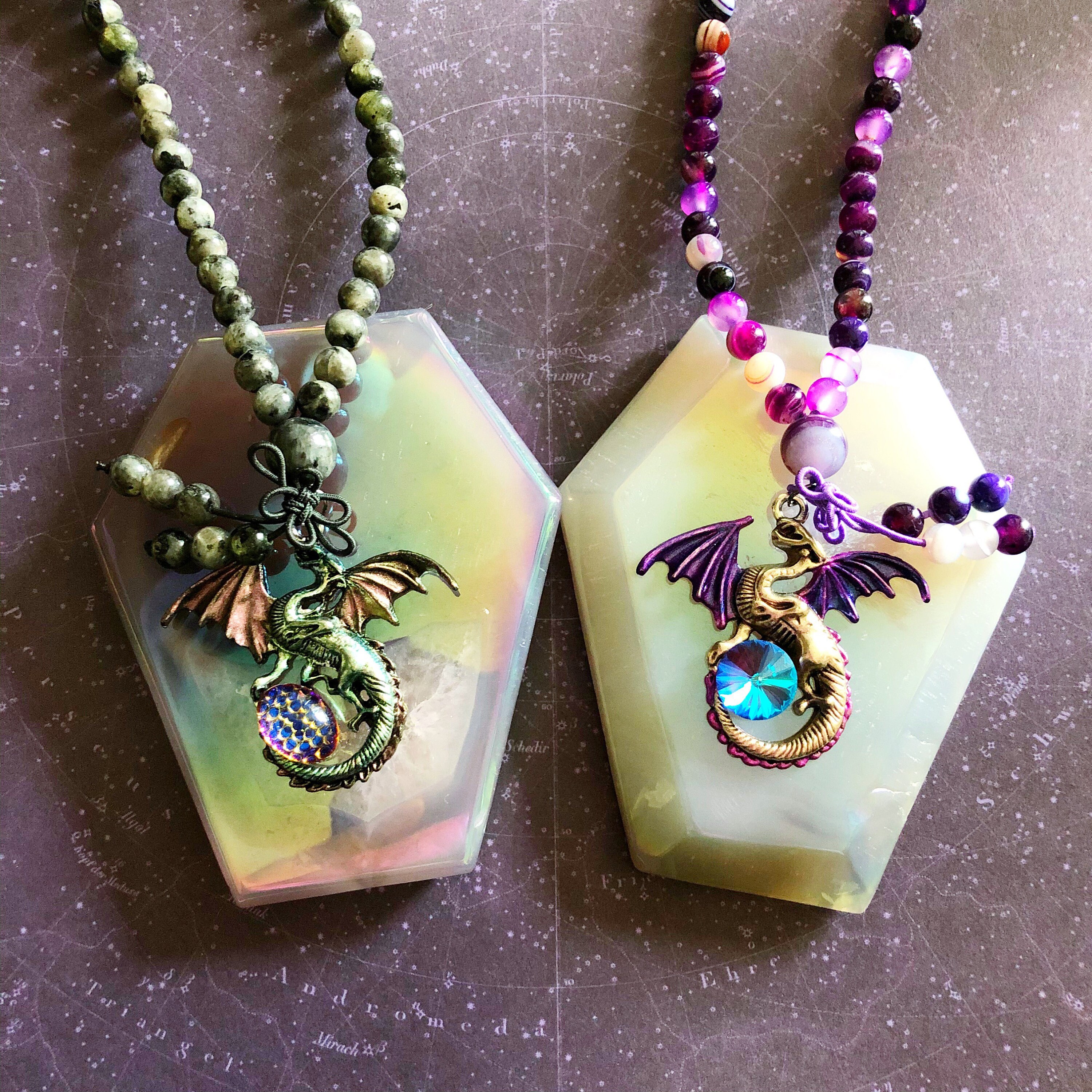 Gemstone Dragon Necklace Crystal Necklace Labradorite Etsy