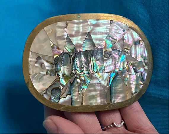Abalone Shell Brass Belt Buckle - image 1