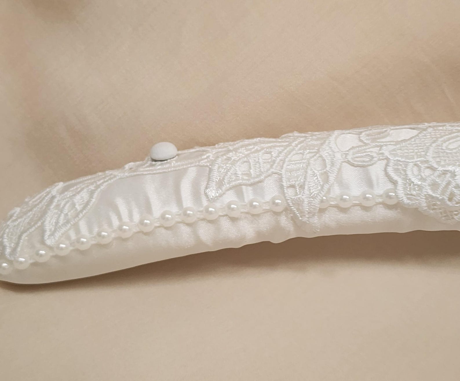 Ivory Wedding Dress Hanger: European Lace Applique, Brides Gift - Ivory
