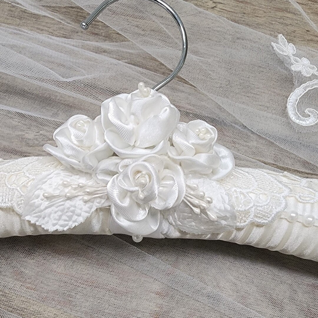 Bride Wedding Dress Hanger, Satin Wedding Hanger, Padded Hanger, White ...