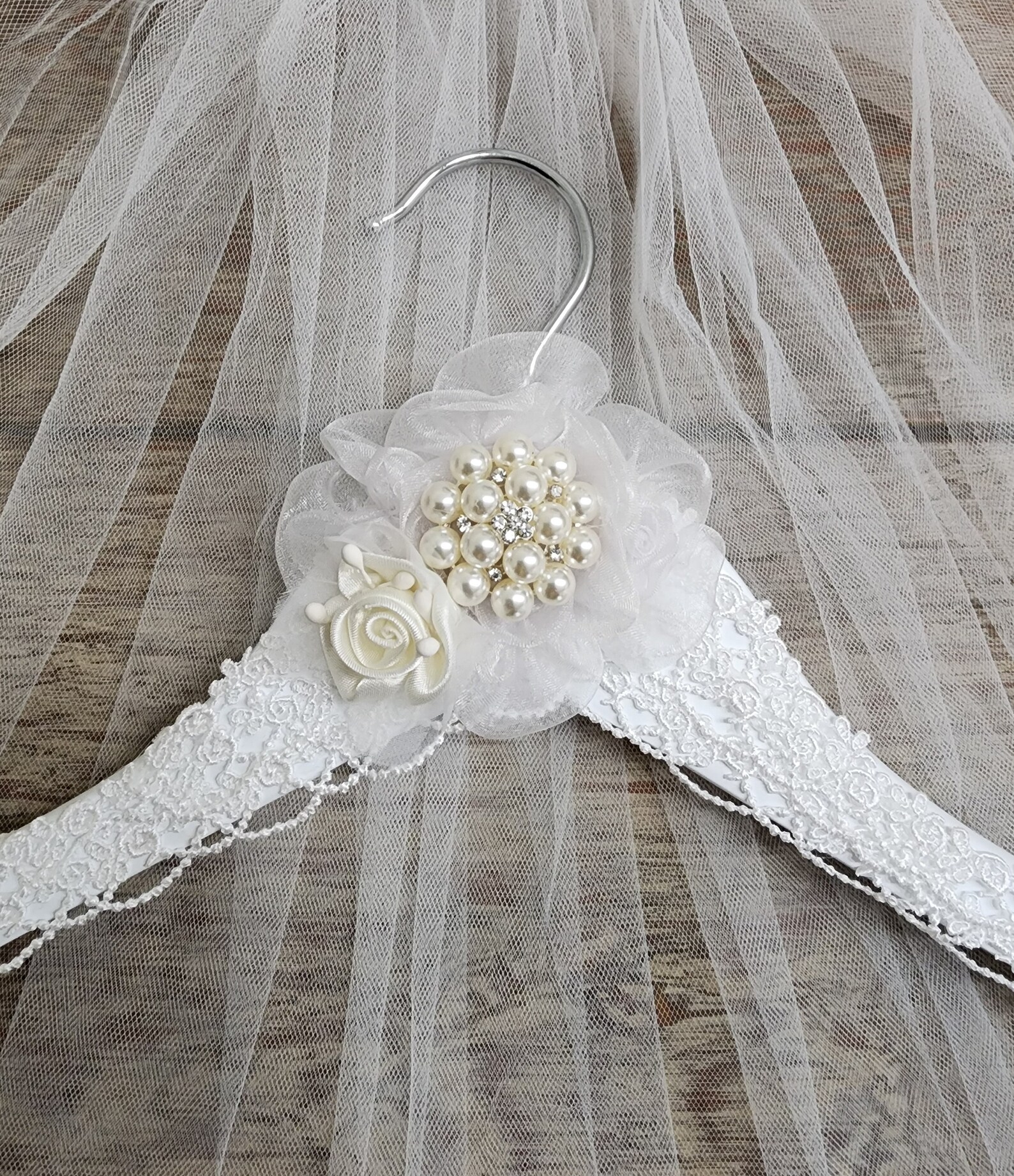 Bride Wedding Dress Hanger, White Wood Hanger, Veil Hanger, Bridal ...