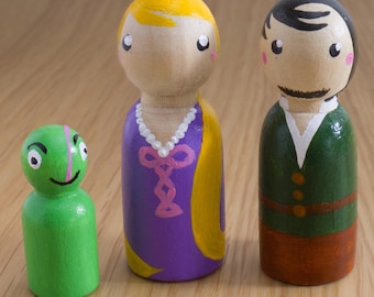 Waldorf Inspired Wooden Peg Dolls - Rapunzel 3-piece Set