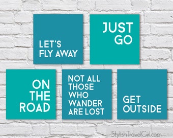 Travel Quotes Print Set for DIY Stickers, Wall Art (Digital Download)