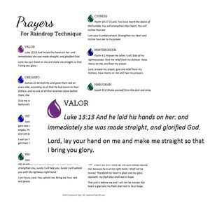May include: A printable prayer card with a purple teardrop shape and the text "VALOR" in white. The card features a prayer from the Bible, Luke 13:13, "And he laid his hands on her: and immediately she was made straight, and glorified God. Lord, lay your hand on me and make me straight so that I bring you glory."
