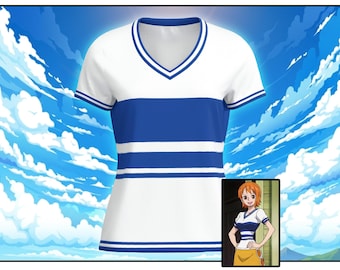 Smalle V-hals Orange Town | Op Nami geïnspireerde eendelige cosplay | Seizoen 1