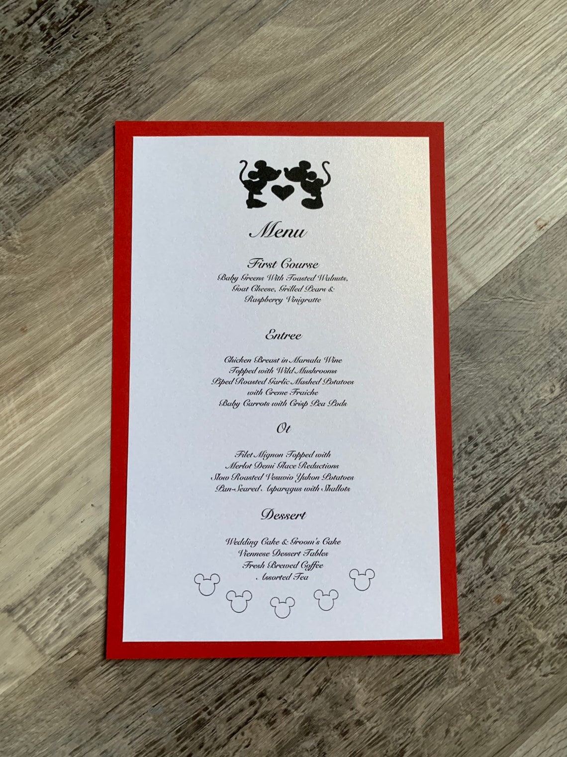 Disney Mickey and Minnie Wedding Menus Etsy