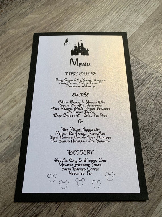 Disney Wedding Menus Etsy