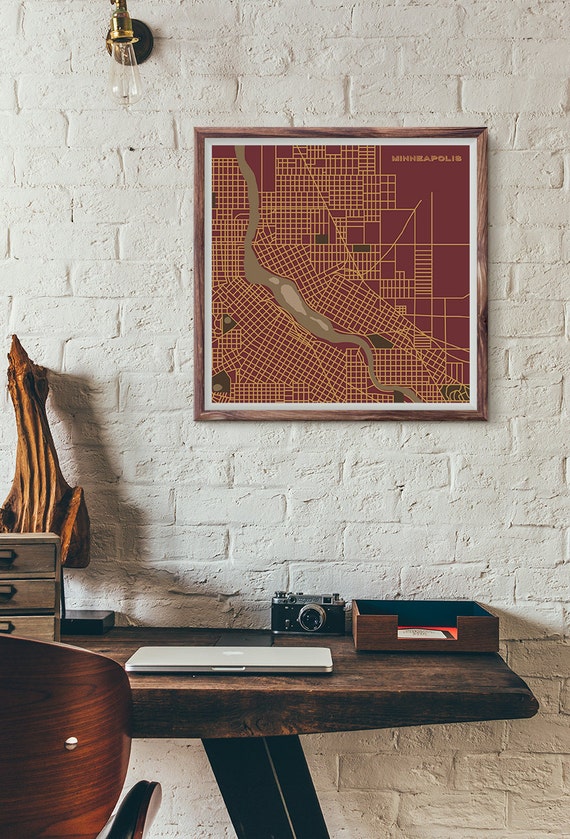 Gophers Edition Minneapolis Vintage Map Print Etsy